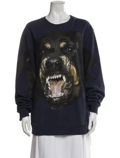 Pre-owned Givenchy Graphic Print Crew Neck Sweatshirt In Blue