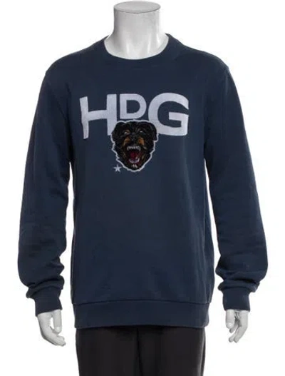 Pre-owned Givenchy Graphic Print Crew Neck Sweatshirt In Blue