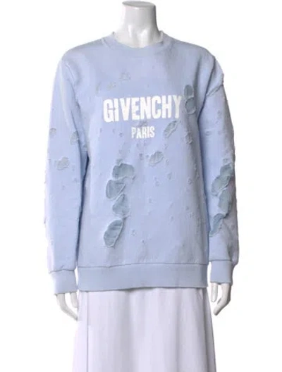 Pre-owned Givenchy Graphic Print Crew Neck Sweatshirt In Blue