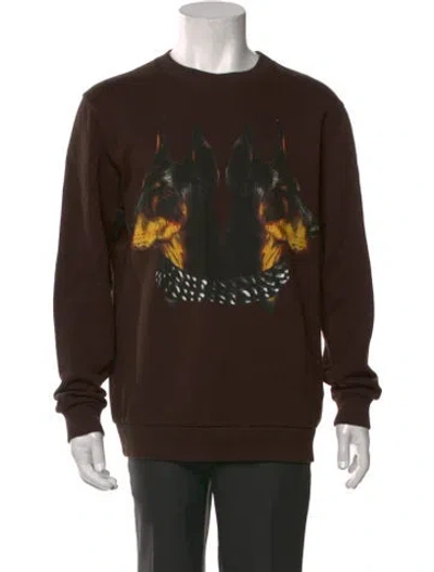 Pre-owned Givenchy Graphic Print Crew Neck Sweatshirt In Brown