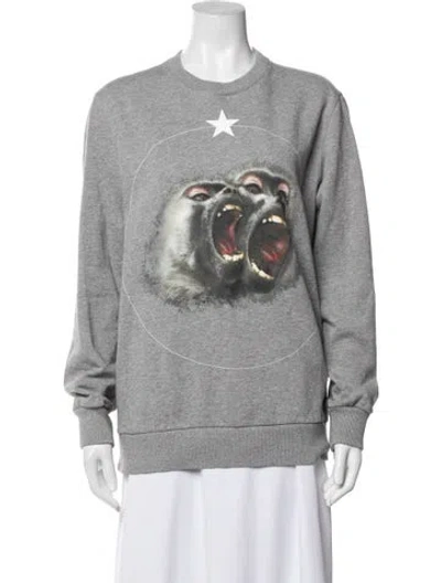 Pre-owned Givenchy Graphic Print Crew Neck Sweatshirt In Gray