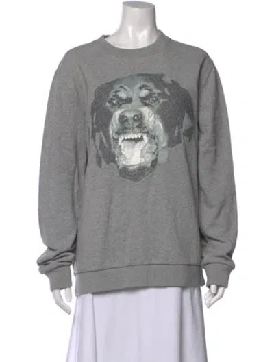 Pre-owned Givenchy Graphic Print Crew Neck Sweatshirt In Grey