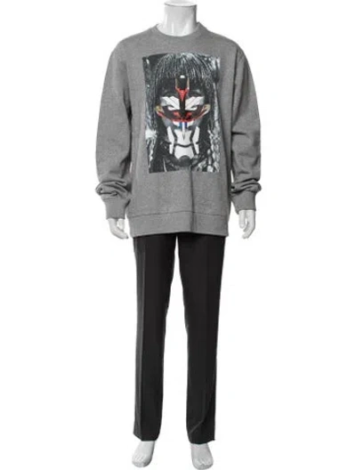 Pre-owned Givenchy Graphic Print Crew Neck Sweatshirt In Grey