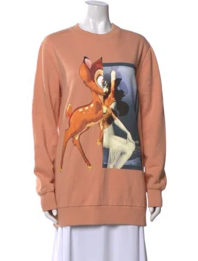 Pre-owned Givenchy Graphic Print Crew Neck Sweatshirt In Orange