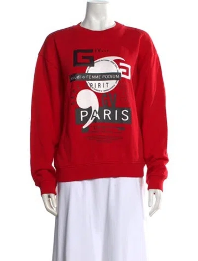 Pre-owned Givenchy Graphic Print Crew Neck Sweatshirt In Red