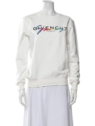 Pre-owned Givenchy Graphic Print Crew Neck Sweatshirt In White