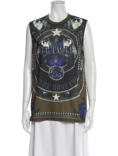 Pre-owned Givenchy Graphic Print Crew Neck Top In White