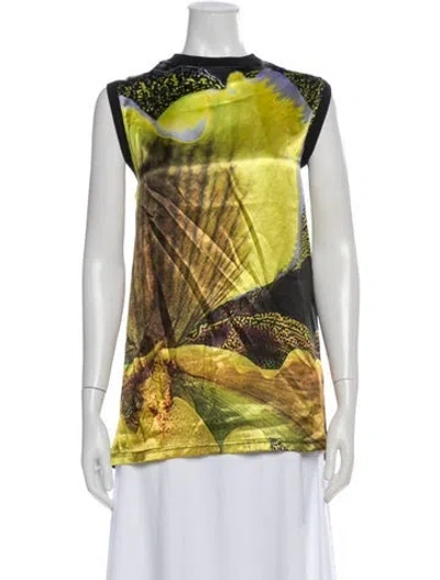 Pre-owned Givenchy Graphic Print Crew Neck Top In Yellow