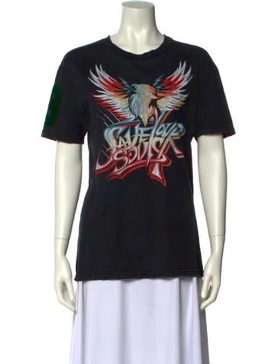 Pre-owned Givenchy Graphic Print Crew Neck T-shirt In Black