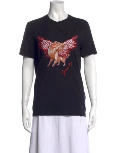 Pre-owned Givenchy Graphic Print Crew Neck T-shirt In Black