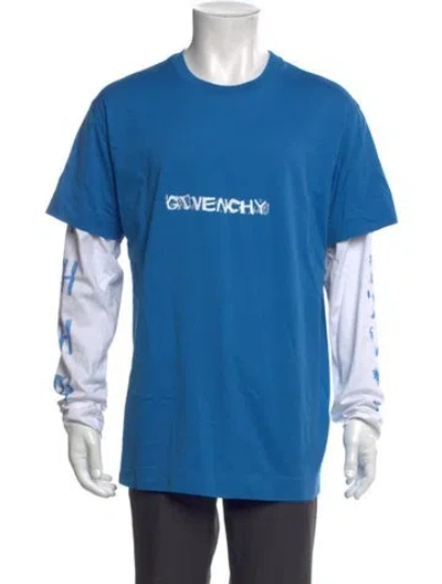 Pre-owned Givenchy Graphic Print Crew Neck T-shirt In Blue