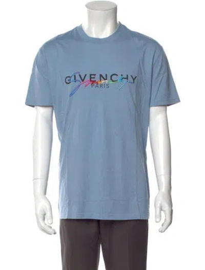 Pre-owned Givenchy Graphic Print Crew Neck T-shirt In Blue