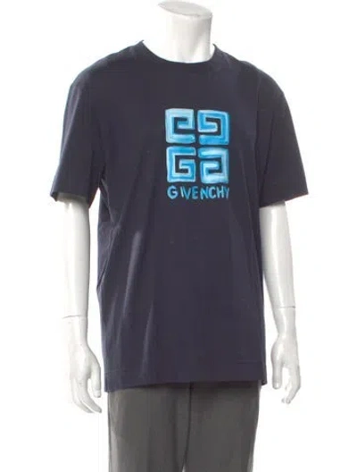Pre-owned Givenchy Graphic Print Crew Neck T-shirt In Blue