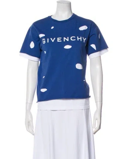 Pre-owned Givenchy Graphic Print Crew Neck T-shirt In Blue
