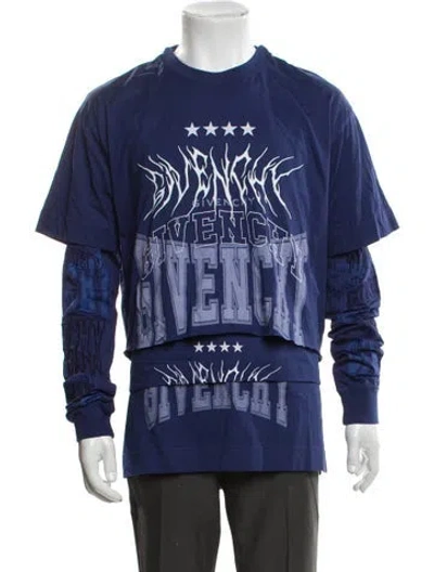 Pre-owned Givenchy Graphic Print Crew Neck T-shirt In Blue