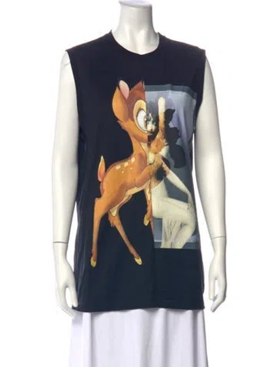 Pre-owned Givenchy Graphic Print Crew Neck T-shirt In Blue