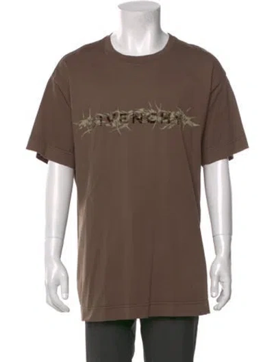 Pre-owned Givenchy Graphic Print Crew Neck T-shirt In Brown