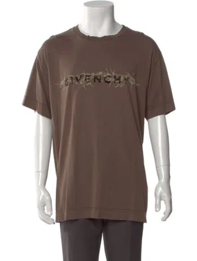 Pre-owned Givenchy Graphic Print Crew Neck T-shirt In Brown