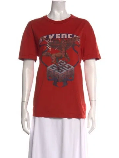 Pre-owned Givenchy Graphic Print Crew Neck T-shirt In Orange