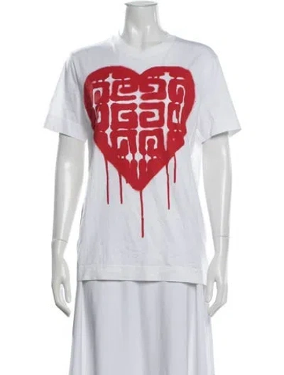 Pre-owned Givenchy Graphic Print Crew Neck T-shirt In White