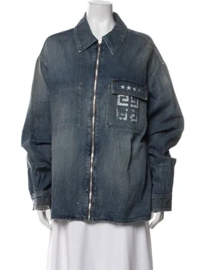 Pre-owned Givenchy Graphic Print Denim Jacket In Blue