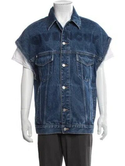 Pre-owned Givenchy Graphic Print Denim Jacket In Blue