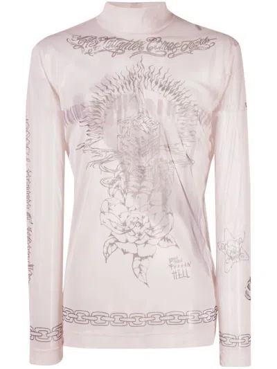 Givenchy Graphic-print High Neck T-shirt In Nude