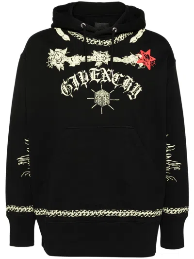 Givenchy Graphic-print Hoodie In Black