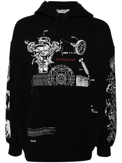 Givenchy Graphic-print Hoodie In Black
