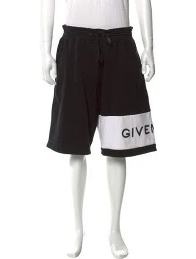 Pre-owned Givenchy Graphic Print Jogger Shorts In Black
