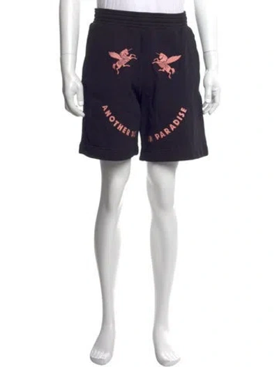 Pre-owned Givenchy Graphic Print Jogger Shorts In Blue