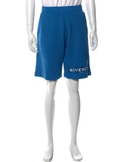 Pre-owned Givenchy Graphic Print Jogger Shorts In Blue