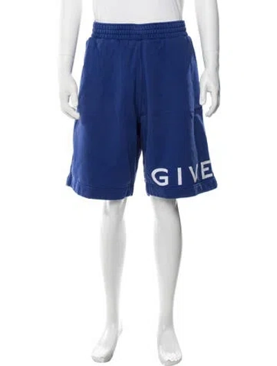 Pre-owned Givenchy Graphic Print Jogger Shorts In Blue