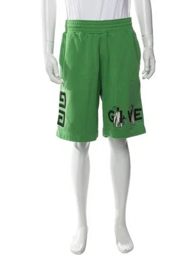 Pre-owned Givenchy Graphic Print Jogger Shorts In Green