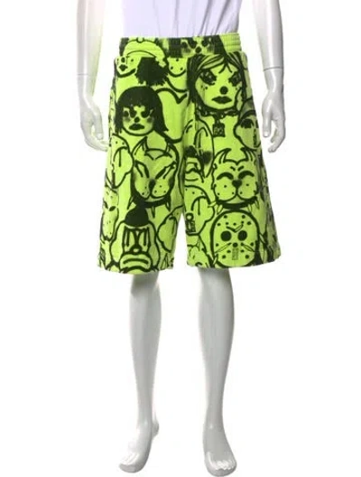Pre-owned Givenchy Graphic Print Jogger Shorts In Green