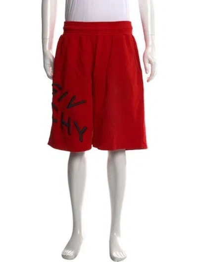 Pre-owned Givenchy Graphic Print Jogger Shorts In Red
