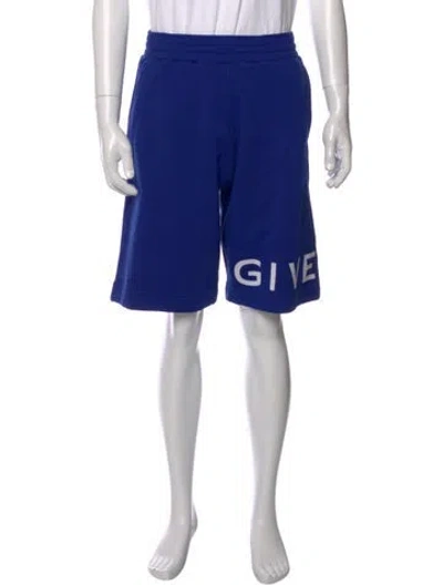 Pre-owned Givenchy Graphic Print Jogger Shorts W/ Tags In Blue