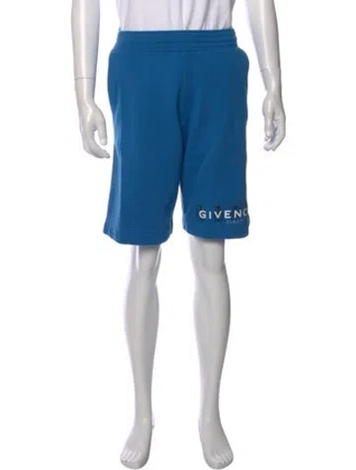 Pre-owned Givenchy Graphic Print Jogger Shorts W/ Tags In Blue