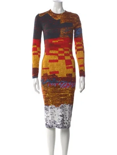 Pre-owned Givenchy Graphic Print Knee-length Dress W/ Tags In Yellow