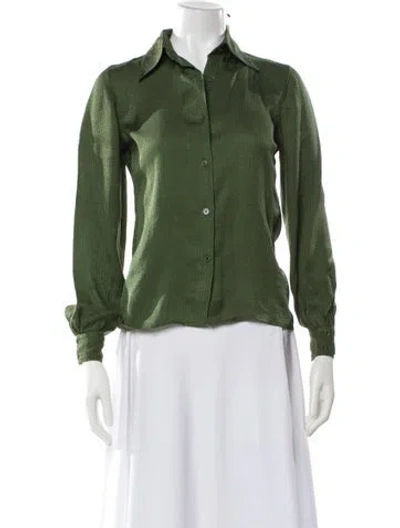 Pre-owned Givenchy Graphic Print Long Sleeve Blouse In Green