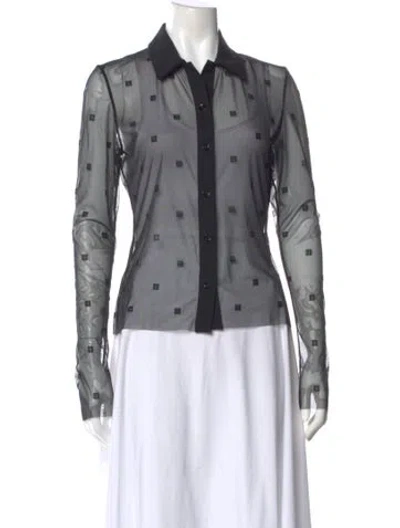 Pre-owned Givenchy Graphic Print Long Sleeve Button-up Top In Black