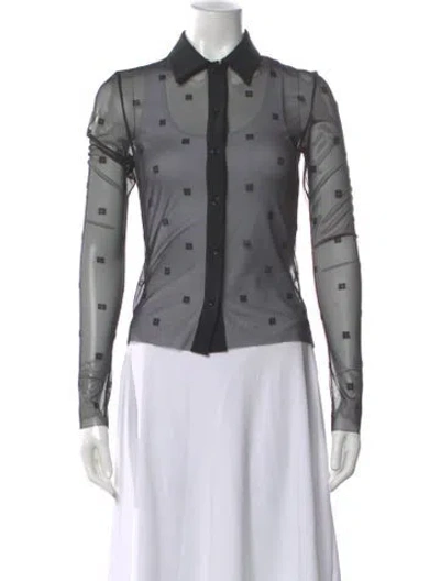Pre-owned Givenchy Graphic Print Long Sleeve Button-up Top In Black