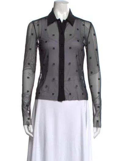 Pre-owned Givenchy Graphic Print Long Sleeve Button-up Top In Black