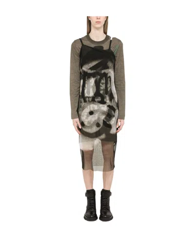 Givenchy Graphic-print Long-sleeve Dress In Black