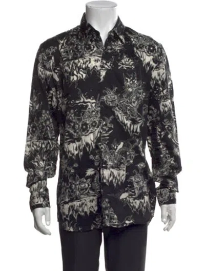 Pre-owned Givenchy Graphic Print Long Sleeve Dress Shirt In Black