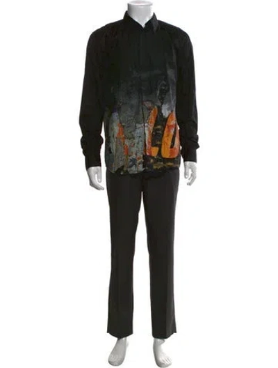 Pre-owned Givenchy Graphic Print Long Sleeve Shirt In Black
