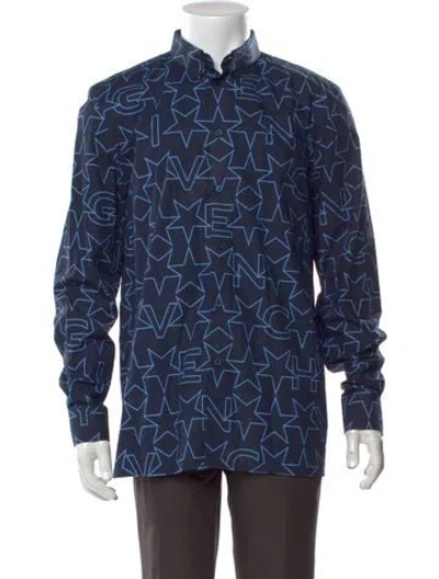 Pre-owned Givenchy Graphic Print Long Sleeve Shirt In Blue