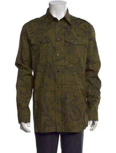Pre-owned Givenchy Graphic Print Long Sleeve Shirt W/ Tags In Green