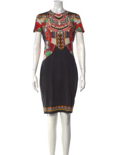 Pre-owned Givenchy Graphic Print Mini Dress In Black