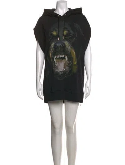 Pre-owned Givenchy Graphic Print Mini Dress In Black